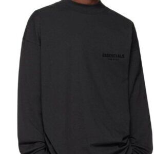 FEAR OF GOD ESSENTIALS - Black Cotton Long Sleeve T-Shirt